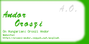 andor oroszi business card